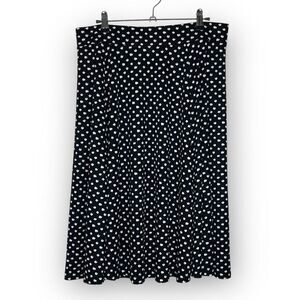 Lands’ End Black White Animal Print Dot A-Line Knee Length Skirt Women’s Size M